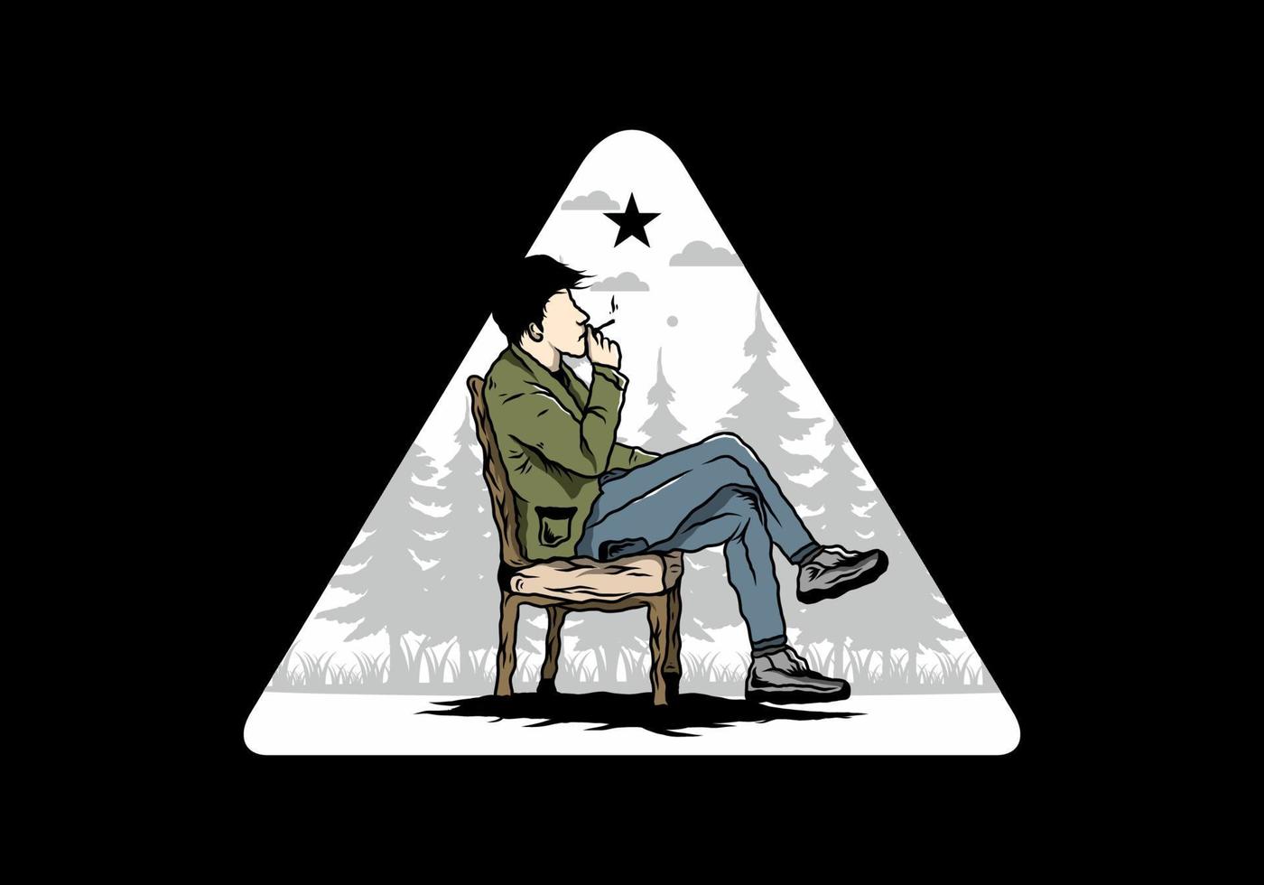 homme assis sur une chaise et fumer des cigarettes illustration vecteur