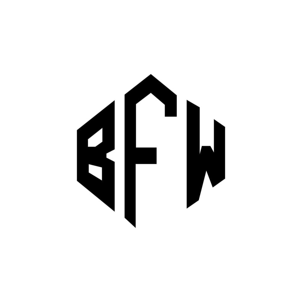 création de logo de lettre bfw avec forme de polygone. création de logo en forme de polygone et de cube bfw. modèle de logo vectoriel bfw hexagone couleurs blanches et noires. monogramme bfw, logo d'entreprise et immobilier.