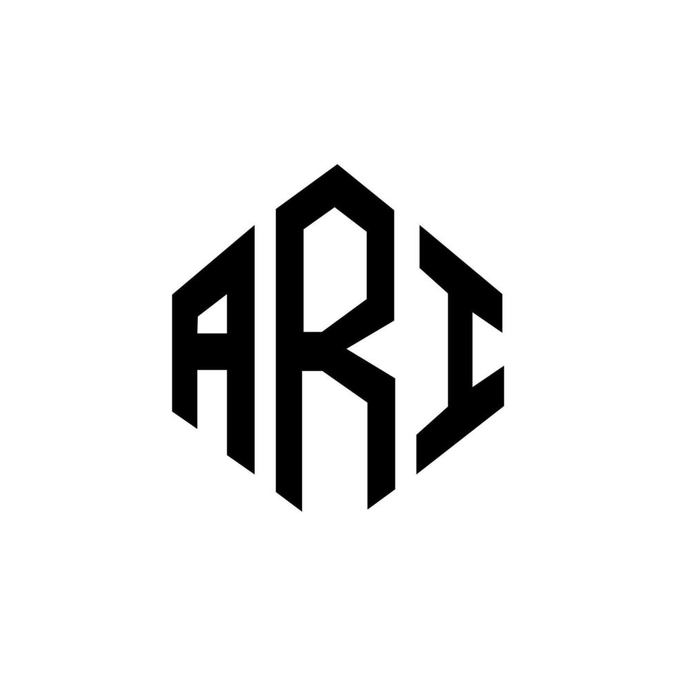 création de logo de lettre ari avec forme de polygone. création de logo en forme de polygone et de cube ari. modèle de logo vectoriel ari hexagone couleurs blanches et noires. monogramme ari, logo d'entreprise et immobilier.