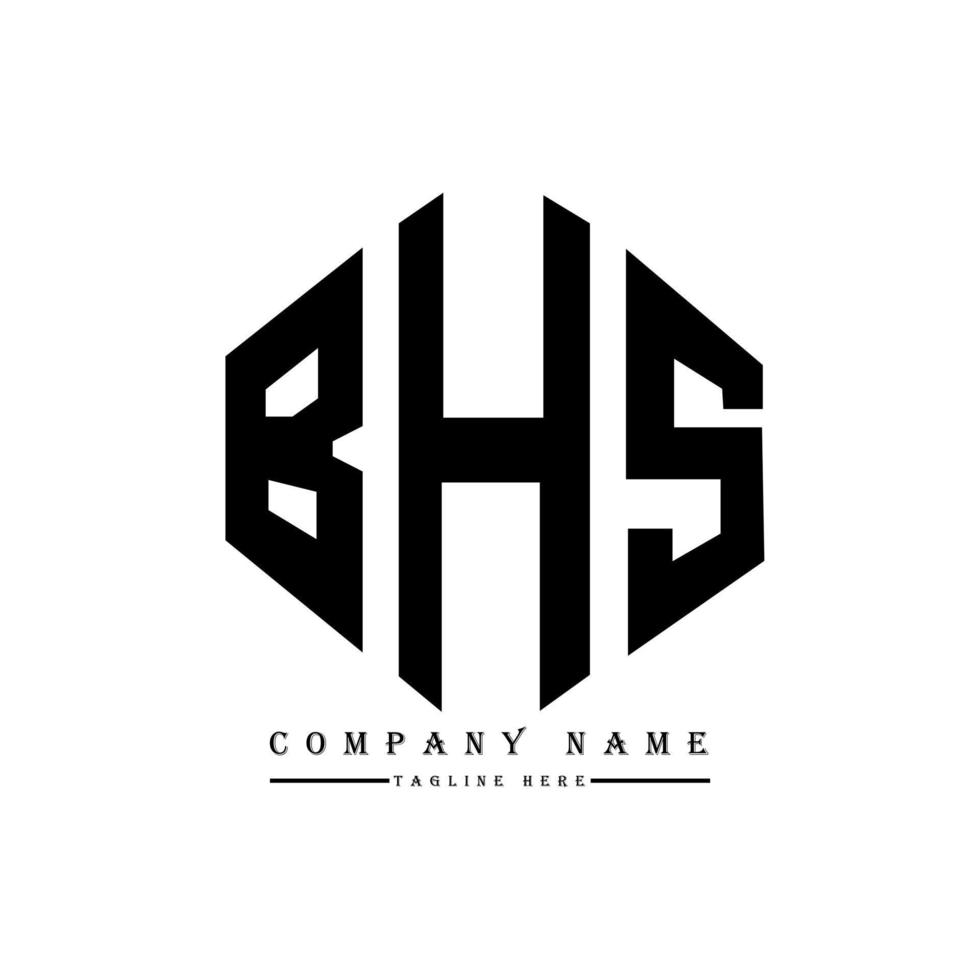 création de logo de lettre bhs avec forme de polygone. création de logo en forme de polygone et de cube bhs. modèle de logo vectoriel bhs hexagone couleurs blanches et noires. monogramme bhs, logo commercial et immobilier.