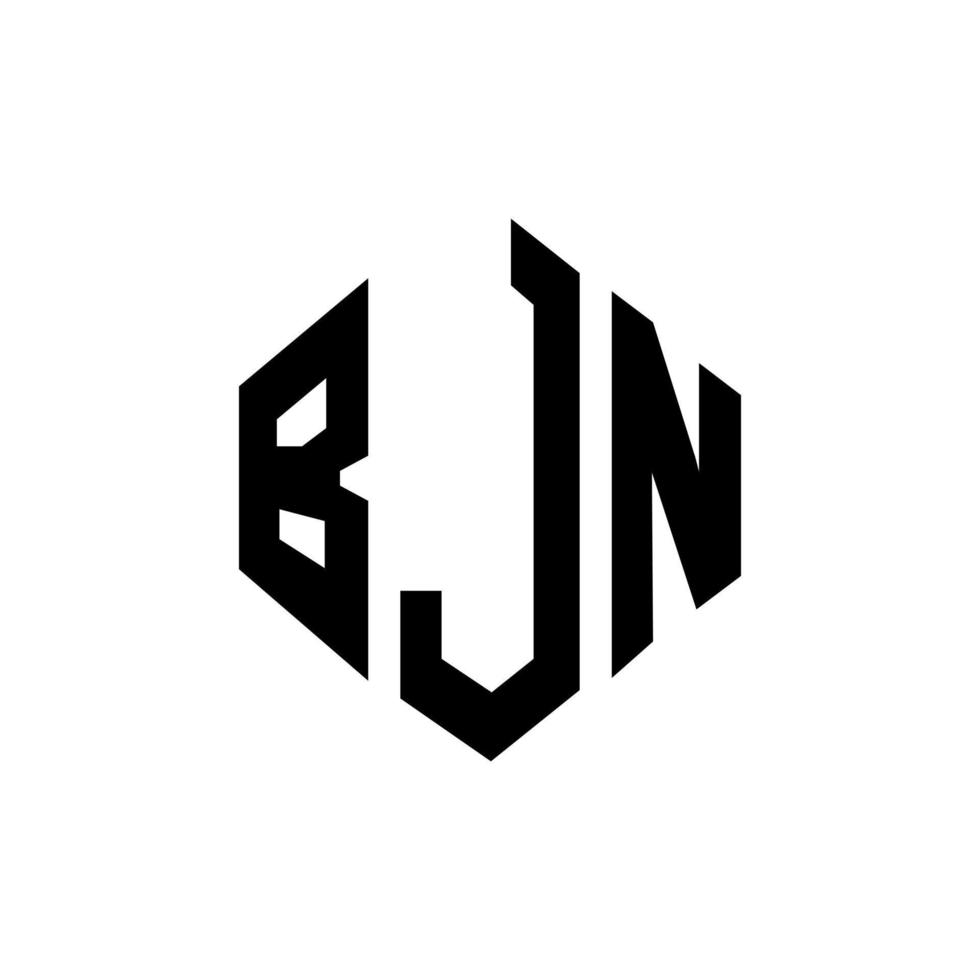 création de logo de lettre bjn avec forme de polygone. création de logo en forme de polygone et de cube bjn. modèle de logo vectoriel bjn hexagone couleurs blanches et noires. monogramme bjn, logo d'entreprise et immobilier.