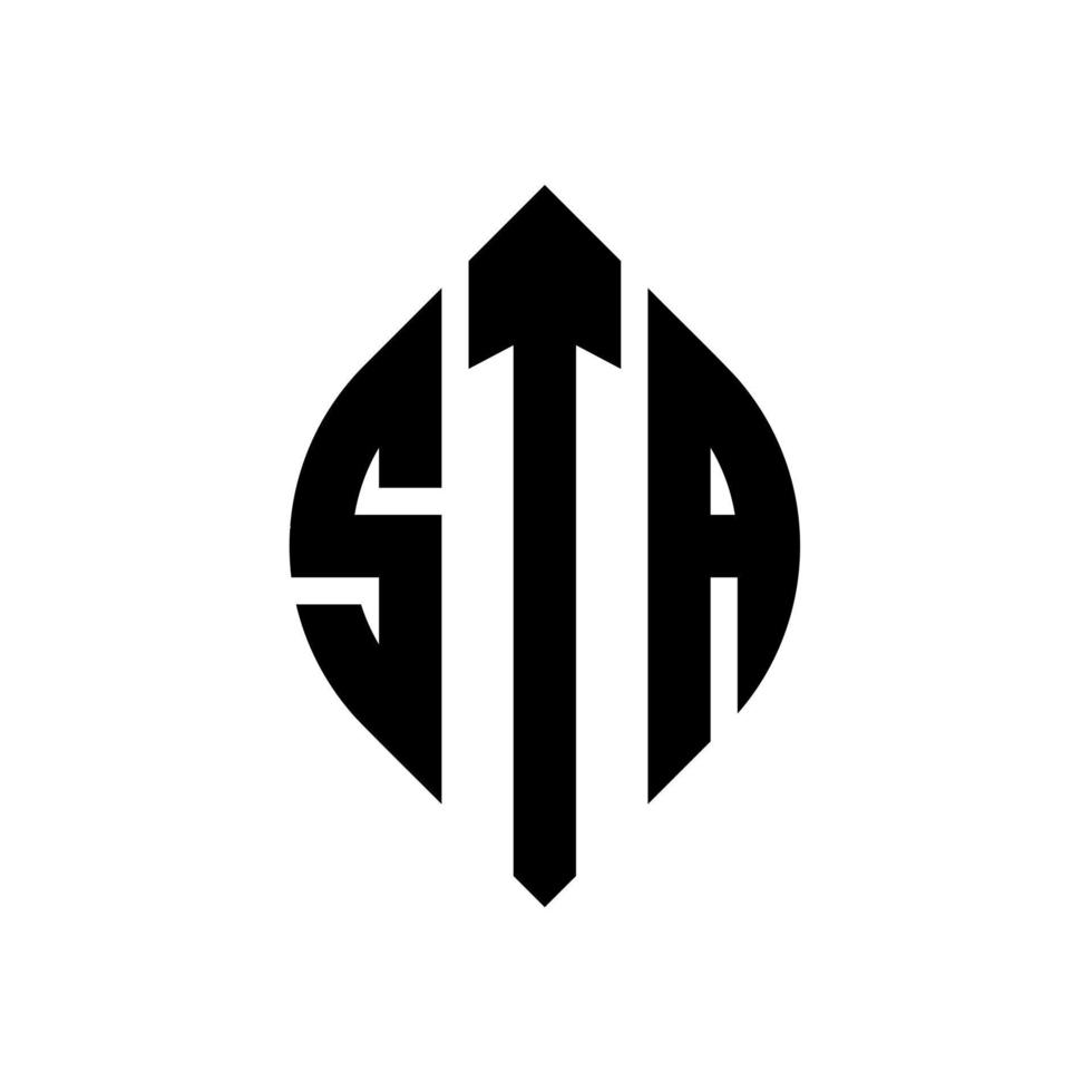 création de logo de lettre de cercle sta avec forme de cercle et d'ellipse. lettres sta ellipse avec style typographique. les trois initiales forment un logo circulaire. sta cercle emblème abstrait monogramme lettre marque vecteur. vecteur