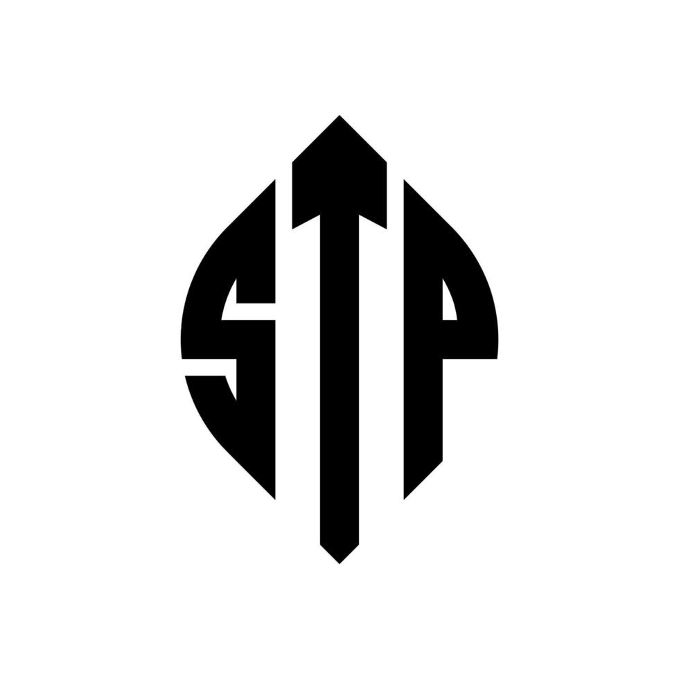 création de logo de lettre de cercle stp avec forme de cercle et d'ellipse. lettres ellipse stp avec style typographique. les trois initiales forment un logo circulaire. stp cercle emblème abstrait monogramme lettre marque vecteur. vecteur
