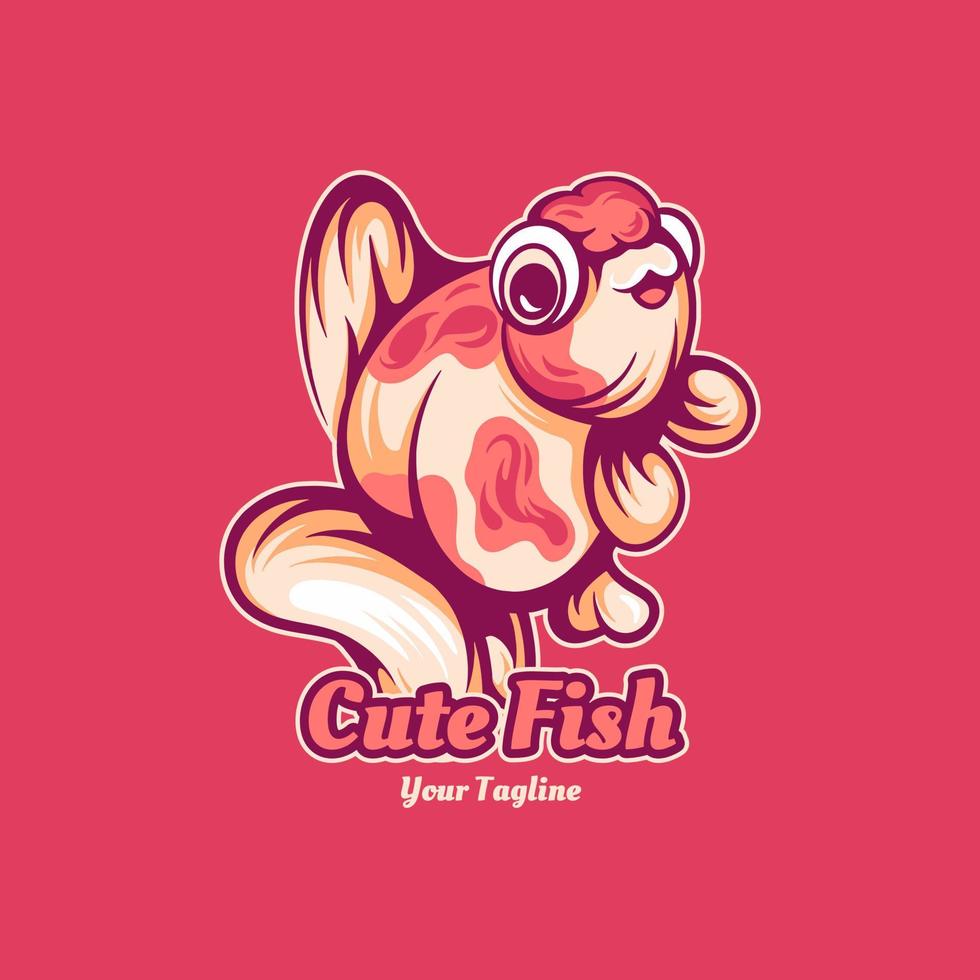 logo de personnage de poisson mignon vecteur