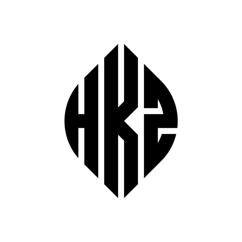 création de logo de lettre hkz cercle avec forme de cercle et d'ellipse. lettres hkz ellipse avec style typographique. les trois initiales forment un logo circulaire. hkz cercle emblème abstrait monogramme lettre marque vecteur. vecteur