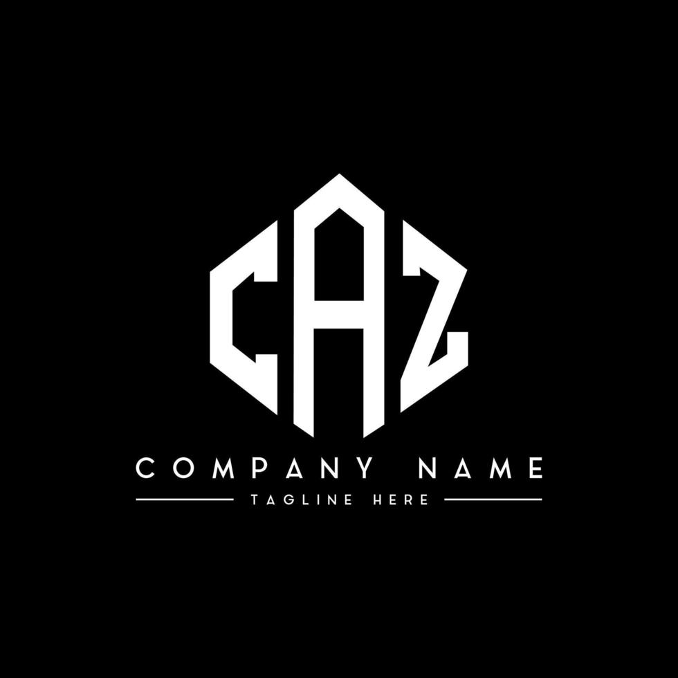 création de logo de lettre caz avec forme de polygone. création de logo en forme de polygone et de cube caz. modèle de logo vectoriel caz hexagone couleurs blanches et noires. monogramme caz, logo d'entreprise et immobilier.