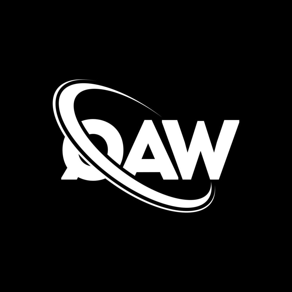 logo qaw. lettre qaw. création de logo de lettre qaw. initiales logo qaw liées avec un cercle et un logo monogramme majuscule. typographie qaw pour la technologie, les affaires et la marque immobilière. vecteur