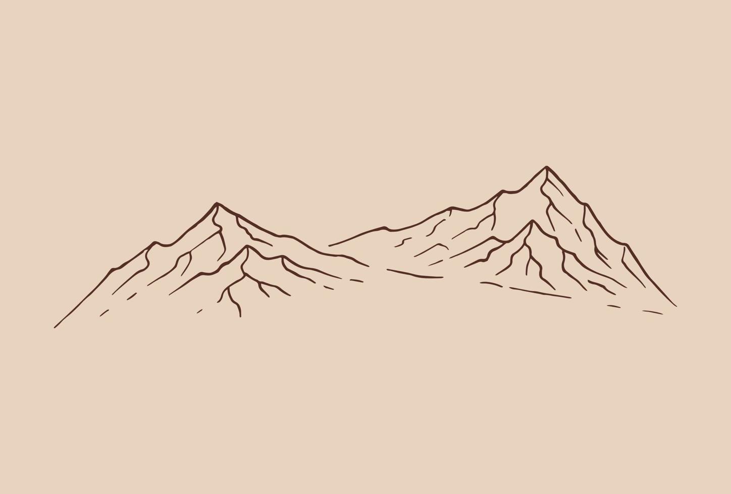 montagnes. pics rocheux dessinés à la main. illustration vectorielle. vecteur