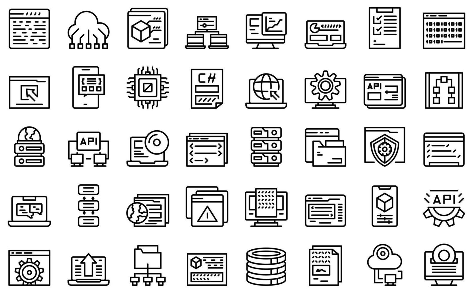 les icônes de logiciel définissent le vecteur de contour. réseau d'affaires