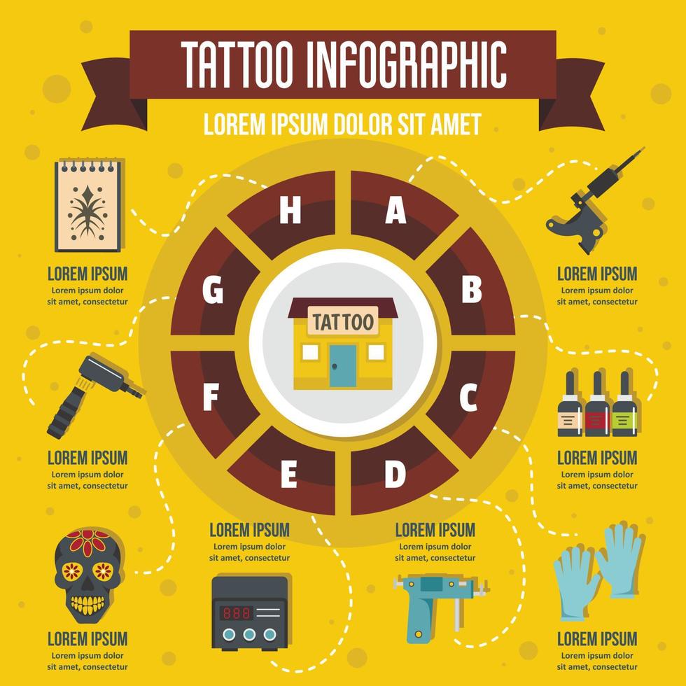 infographie de tatouage, style plat vecteur