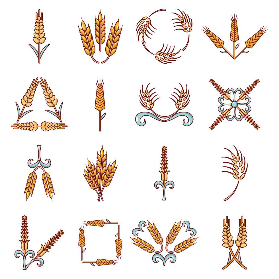 ensemble d'icônes de maïs oreille, style dessin animé vecteur