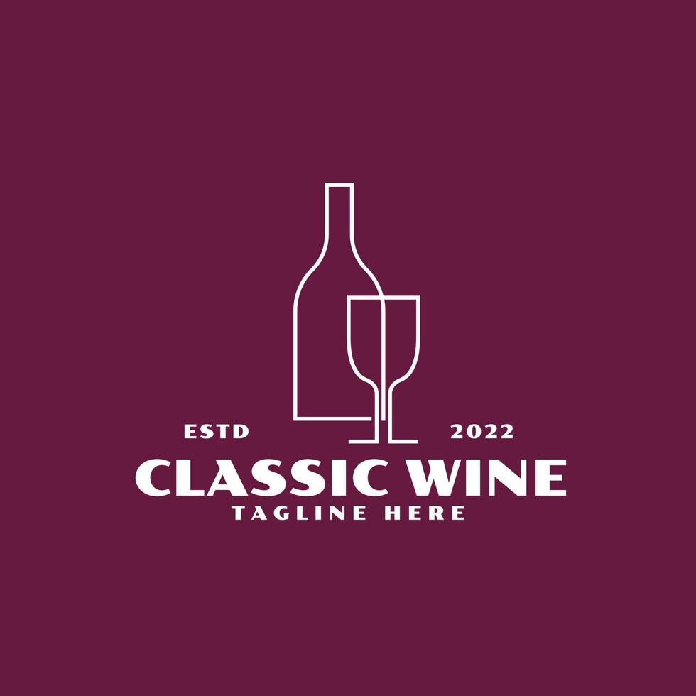 logo bouteille de vin et verre à vin vecteur