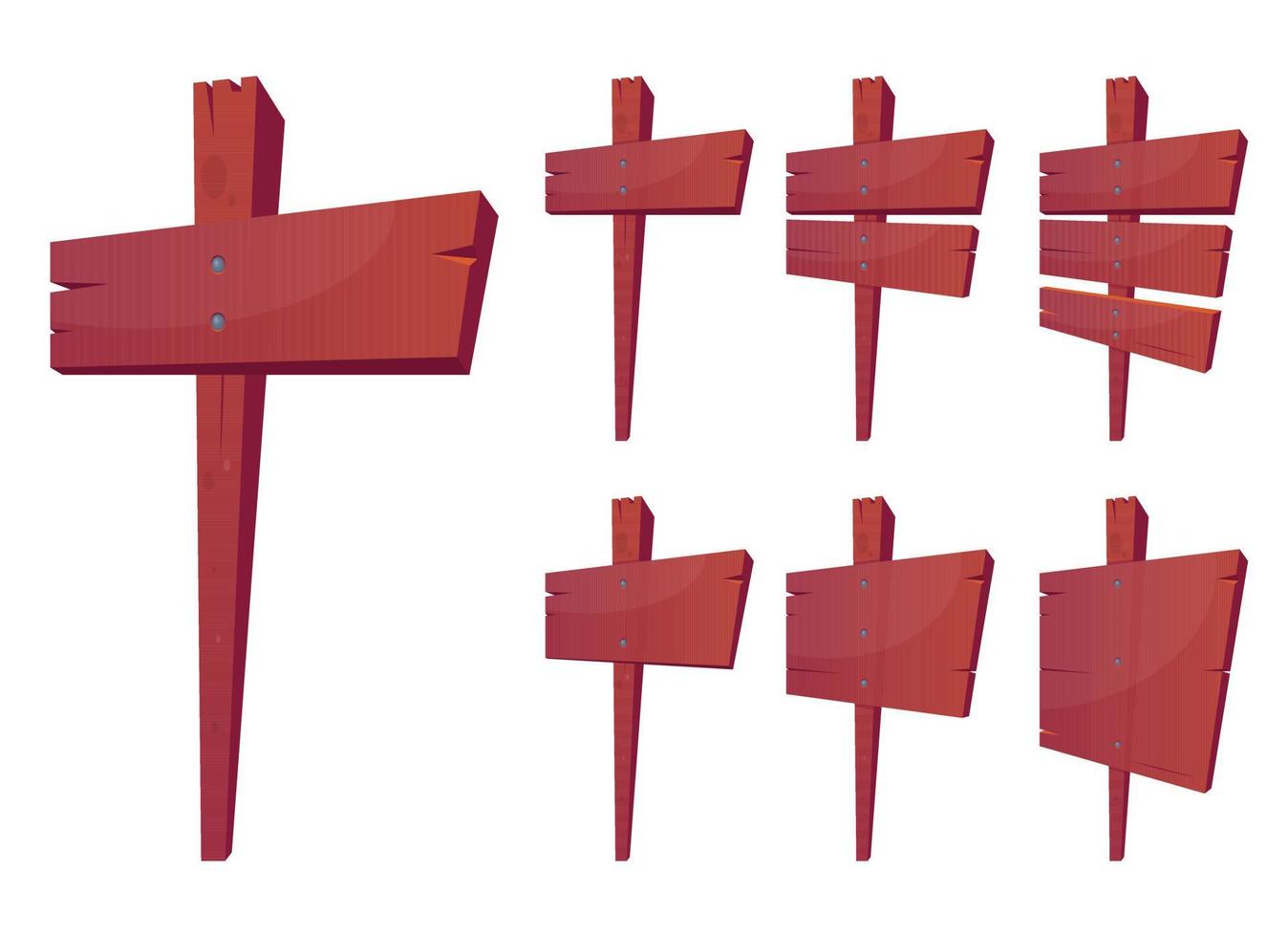 panneaux de signalisation en bois en illustration vectorielle de style dessin animé 2 vecteur