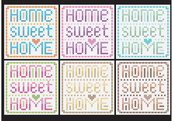 Accueil Sweet Home Cross Stitch Vectors