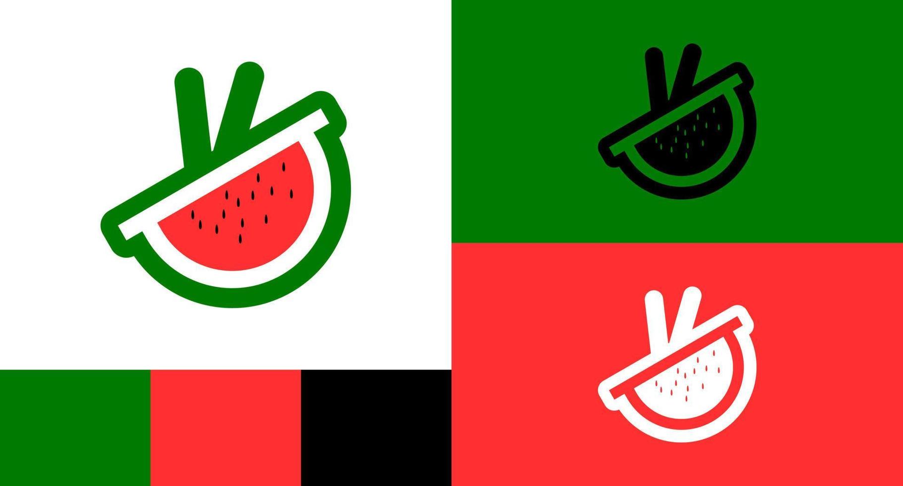 concept de conception de logo de cas de panier de marché de pastèque vecteur