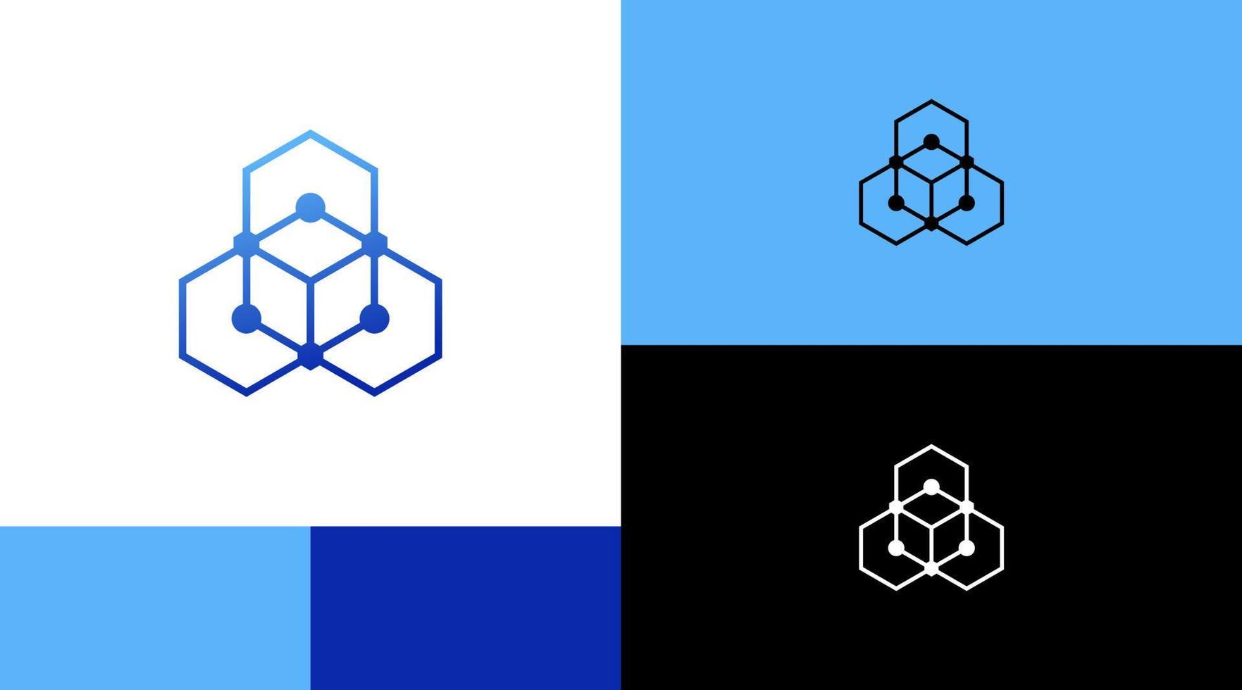 concept de conception de logo de ligne de connexion hexagonale vecteur