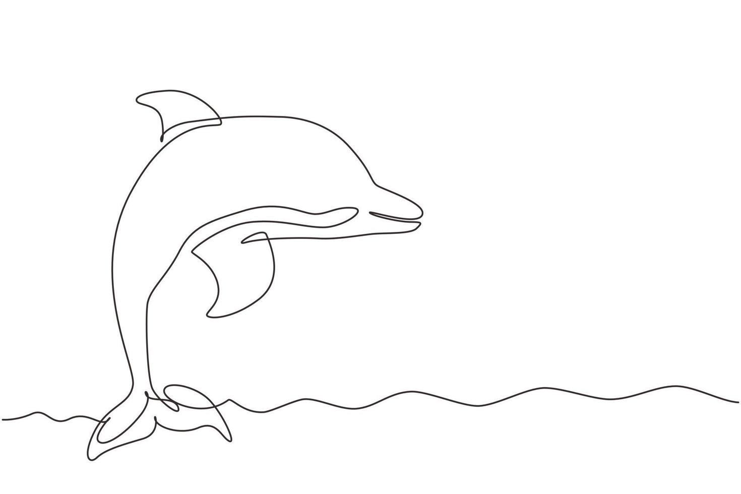 une seule ligne dessinant des dauphins mignons. dauphins bleus mignons, sauts de dauphins et exécution de tours avec ballon pour un spectacle de divertissement. illustration vectorielle graphique de conception de ligne continue moderne vecteur