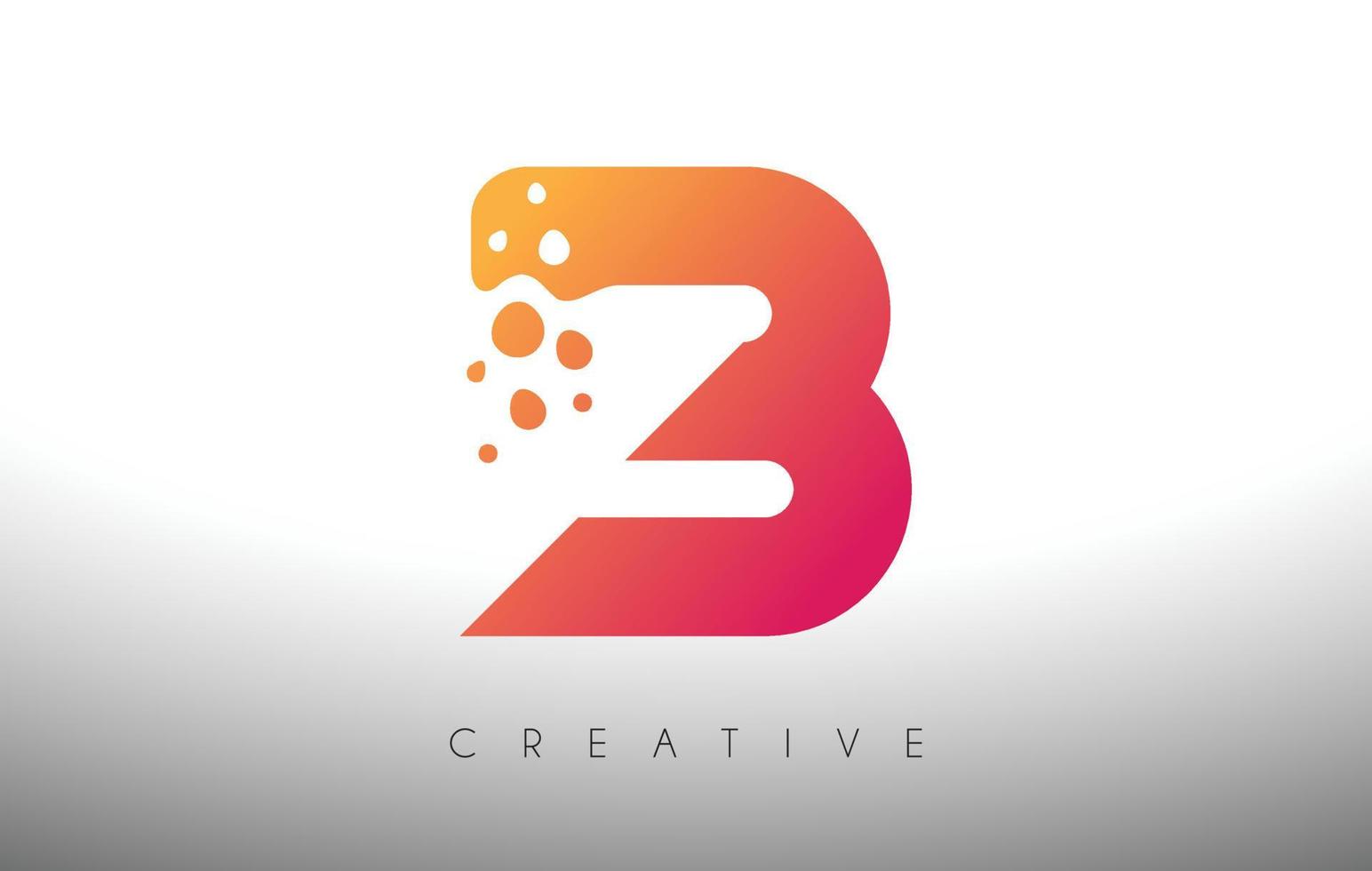 création de logo lettre b points avec bulle artistique créative coupée en vecteur de couleurs violettes