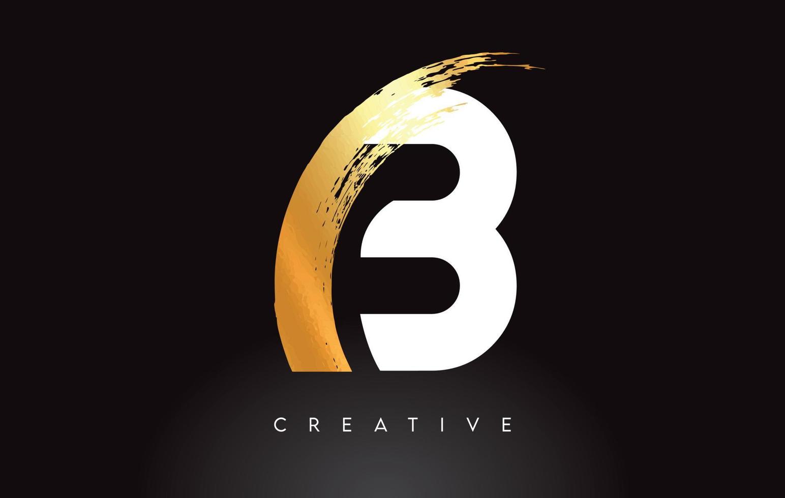 logo de lettre b doré avec coup de pinceau aspect artistique sur fond noir vecteur