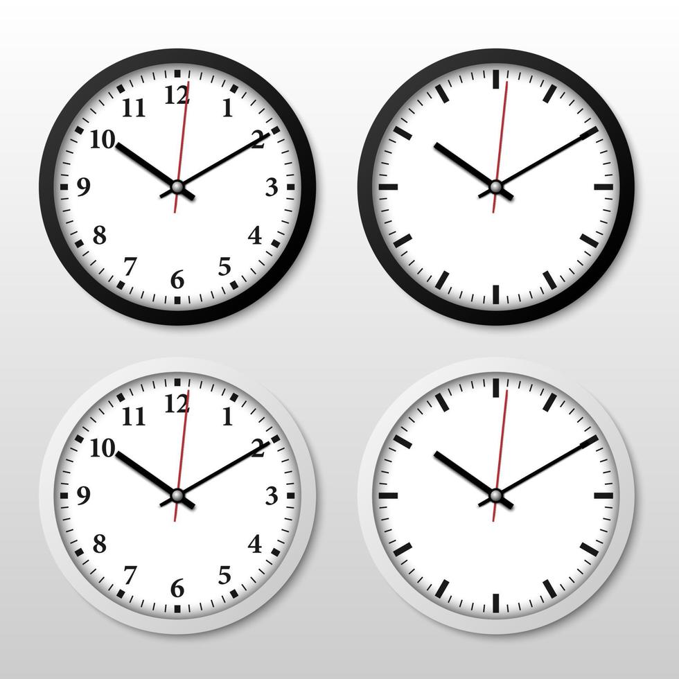 horloge murale noire et blanche minimale isolée sur fond blanc, illustration vectorielle vecteur