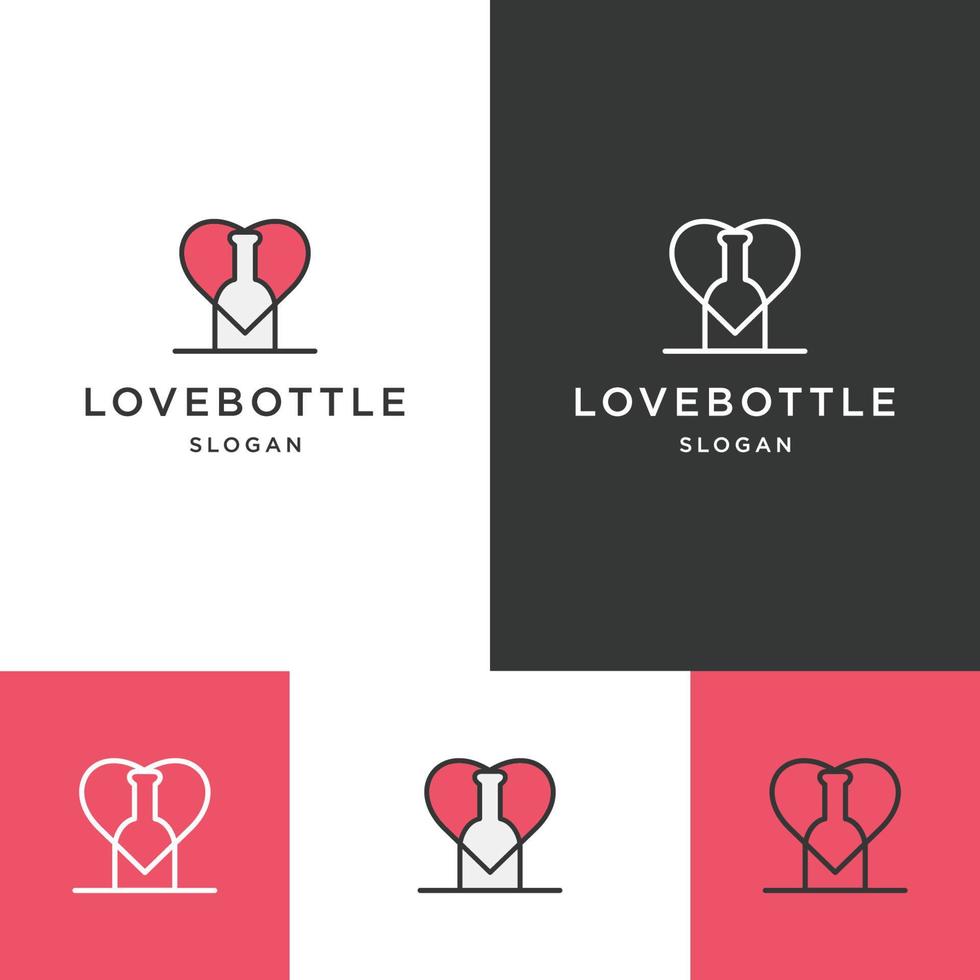 modèle de conception d'icône de logo de bouteille d'amour vecteur