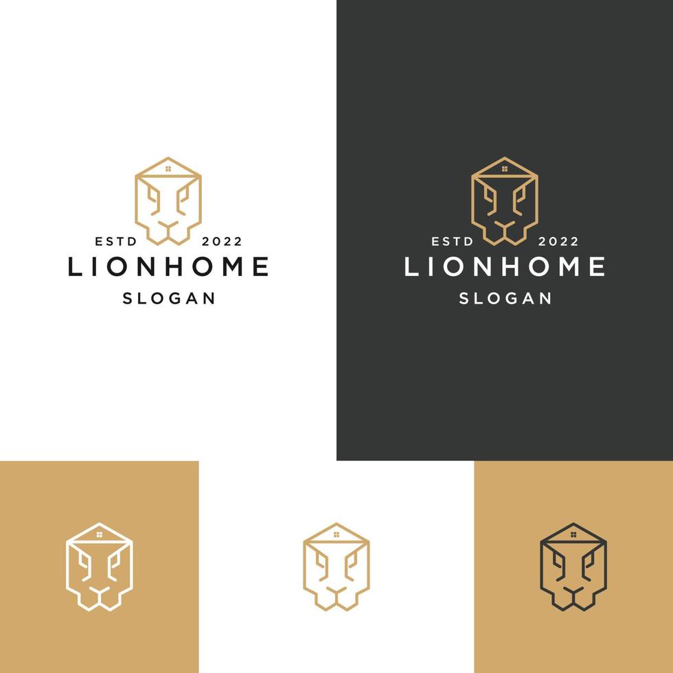 modèle de conception d'icône de logo de maison de lion vecteur