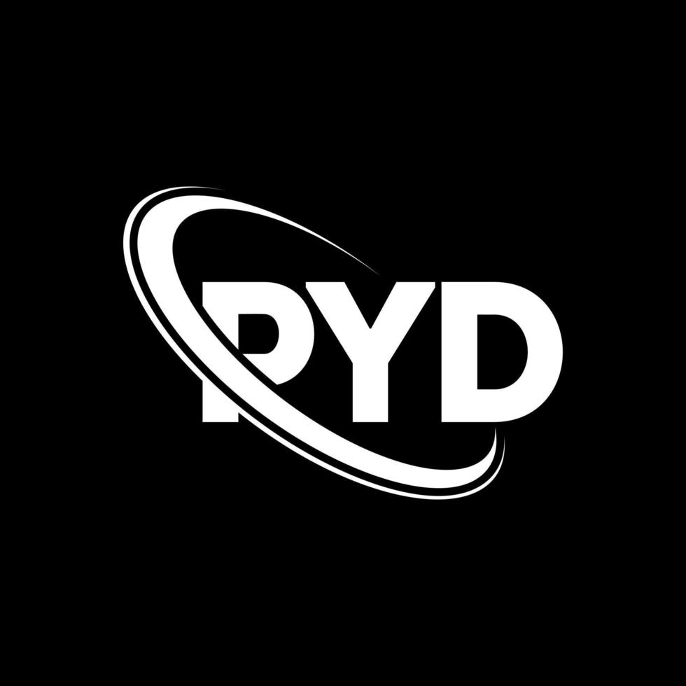 logo pyd. lettre pyd. création de logo de lettre pyd. initiales logo pyd liées avec un cercle et un logo monogramme majuscule. typographie pyd pour la technologie, les affaires et la marque immobilière. vecteur
