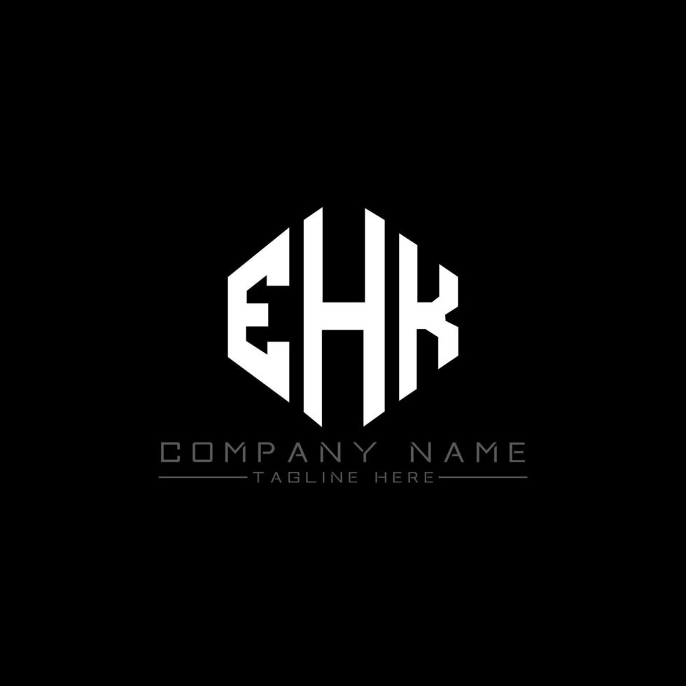 création de logo de lettre ehk avec forme de polygone. création de logo en forme de polygone et de cube ehk. modèle de logo vectoriel ehk hexagone couleurs blanches et noires. monogramme ehk, logo d'entreprise et immobilier.