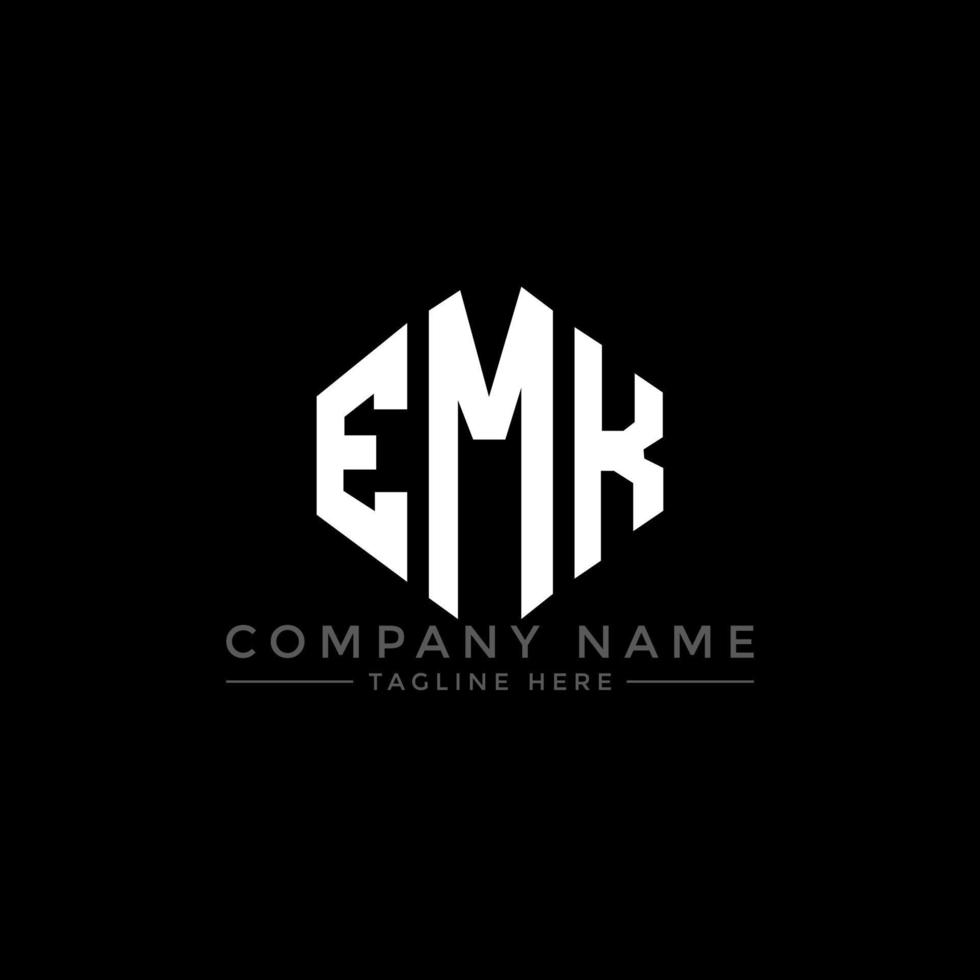 création de logo de lettre emk avec forme de polygone. création de logo en forme de polygone et de cube emk. modèle de logo vectoriel emk hexagone couleurs blanches et noires. monogramme emk, logo d'entreprise et immobilier.