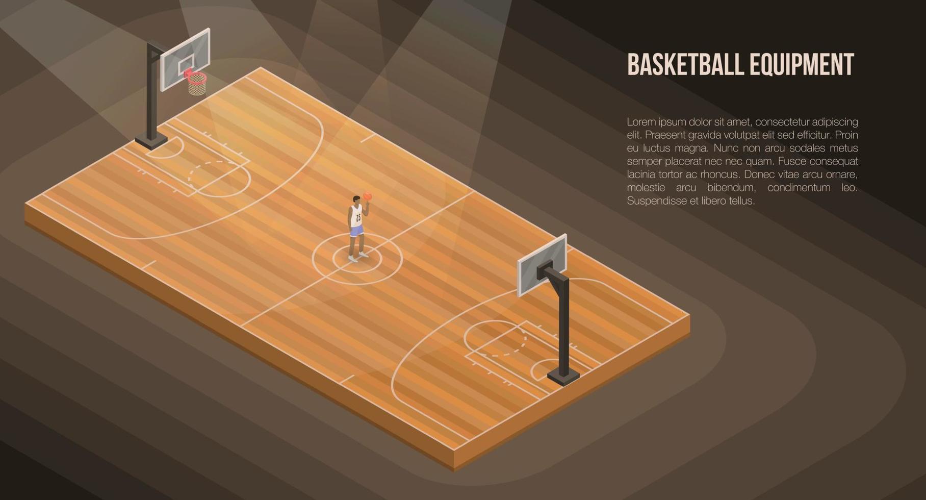 bannière de concept de basket-ball d'arène, style isométrique vecteur