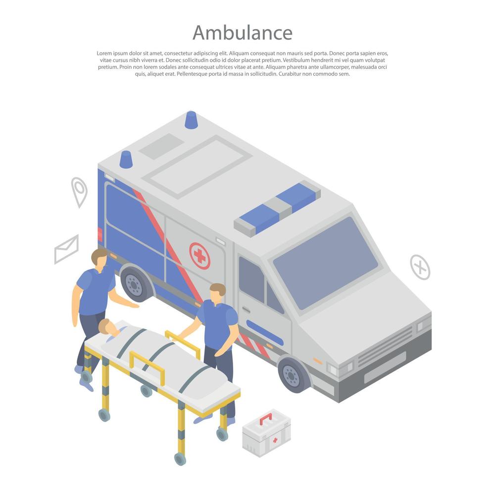 bannière de concept de voiture d'ambulance, style isométrique vecteur