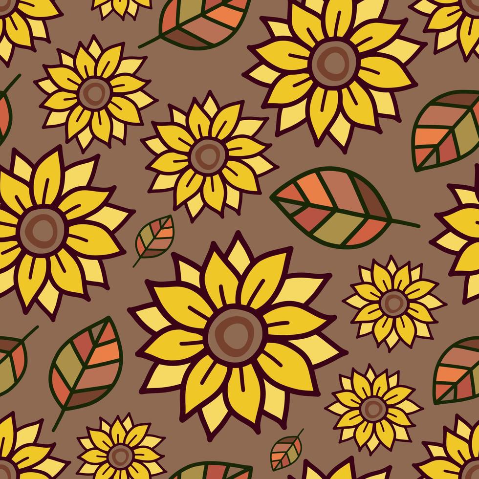 motif de doodle floral tournesol jaune vecteur