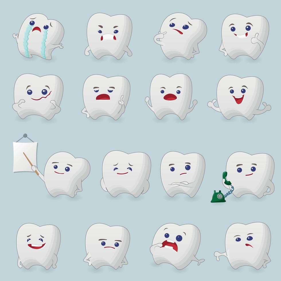 jeu de dessins animés de dents vecteur