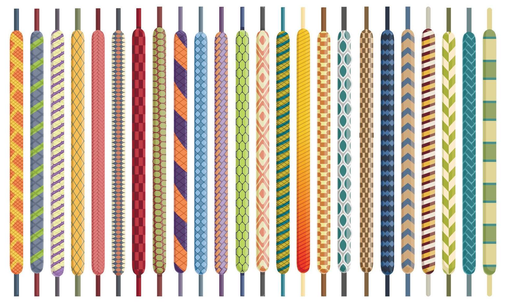 icônes de lacets définies vecteur de dessin animé. attacher la corde