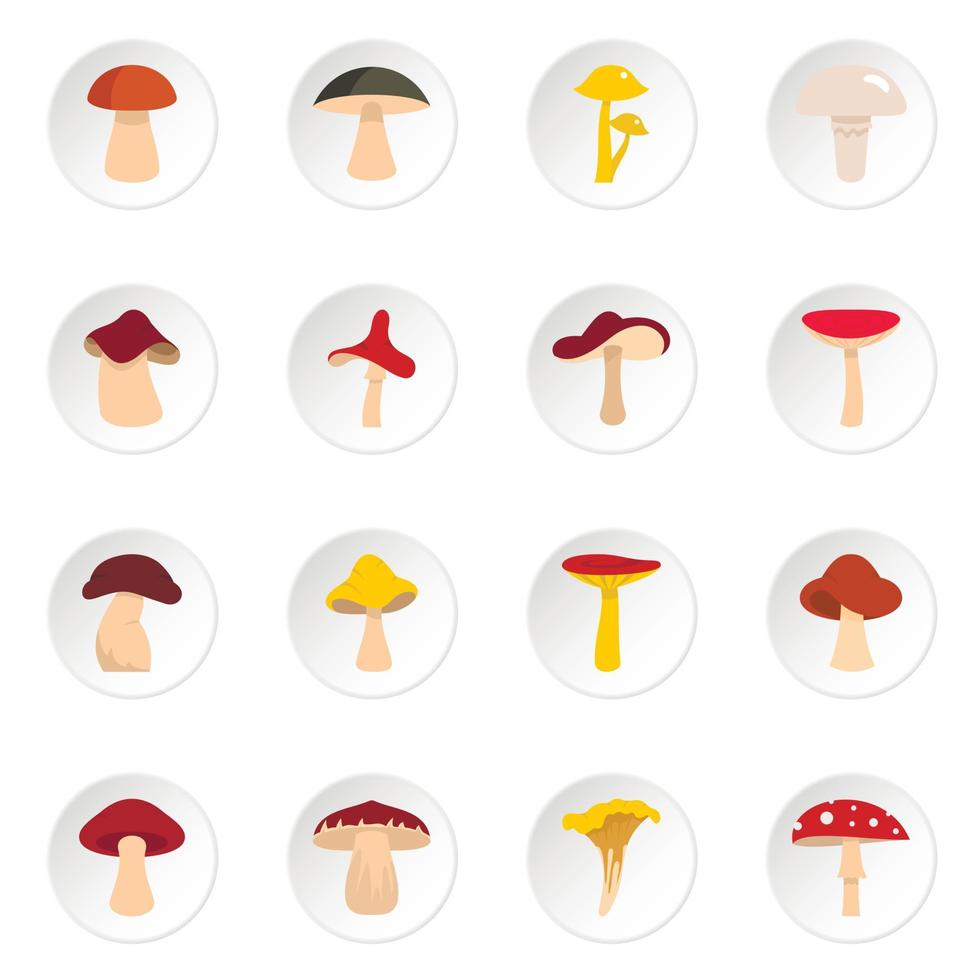 icônes de champignons définies dans un style plat vecteur