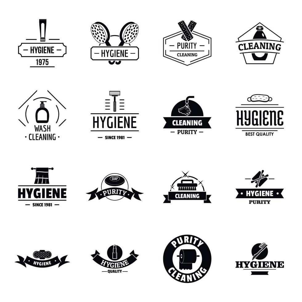 ensemble d'icônes de logo d'hygiène, style simple vecteur