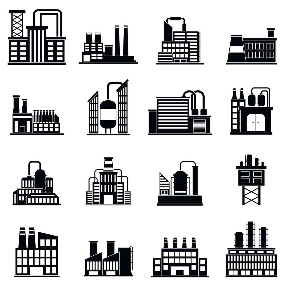 icônes simples dusine de bâtiment industriel vecteur