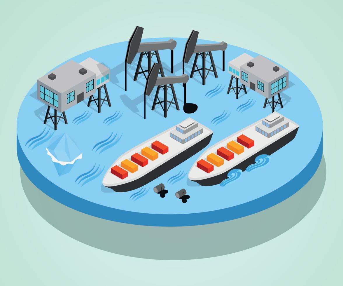 bannière de concept de pétrole, style isométrique vecteur