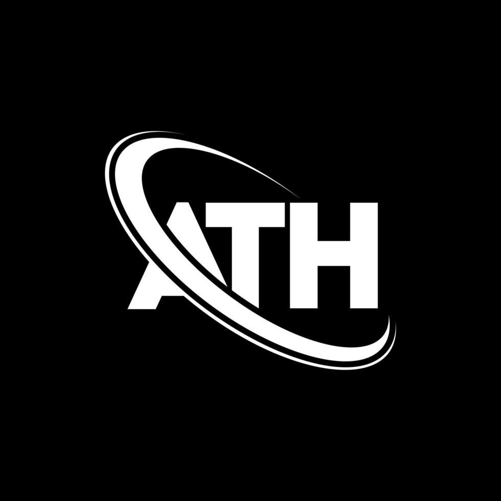 ath logo. ath lettre. création de logo de lettre ath. initiales ath logo liées avec un cercle et un logo monogramme majuscule. typographie ath pour la technologie, les affaires et la marque immobilière. vecteur