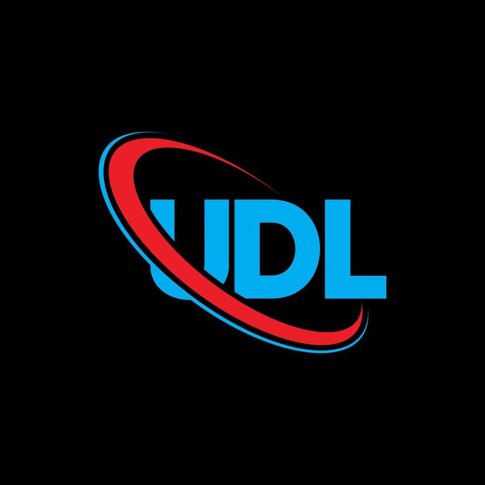 logo UDL. lettre udl. création de logo de lettre udl. initiales logo udl liées avec un cercle et un logo monogramme majuscule. typographie udl pour la technologie, les affaires et la marque immobilière. vecteur