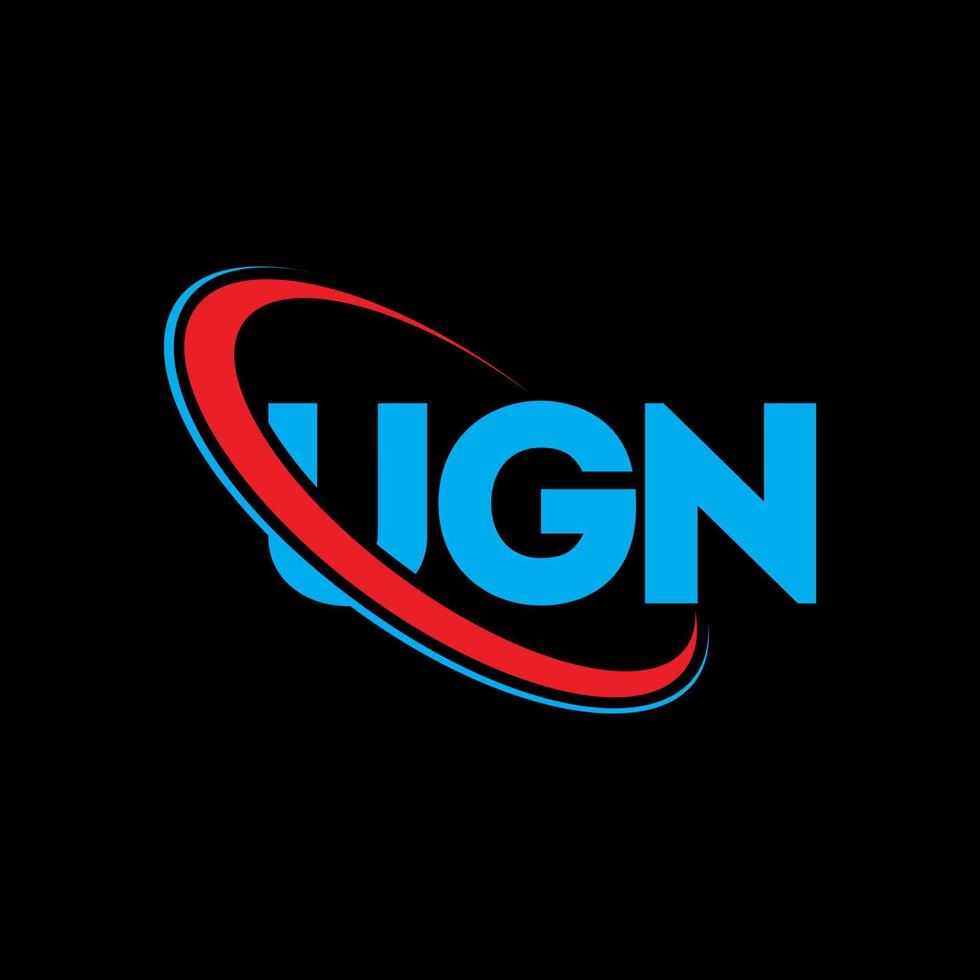 logo UGN. ugn lettre. création de logo de lettre ugn. initiales logo ugn liées avec un cercle et un logo monogramme majuscule. typographie ugn pour la technologie, les affaires et la marque immobilière. vecteur