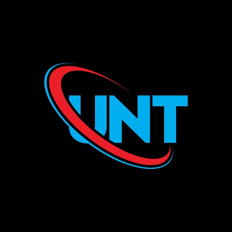 un logo. une lettre. création de logo de lettre unt. initiales unt logo liées avec un cercle et un logo monogramme majuscule. unt typographie pour la technologie, les affaires et la marque immobilière. vecteur