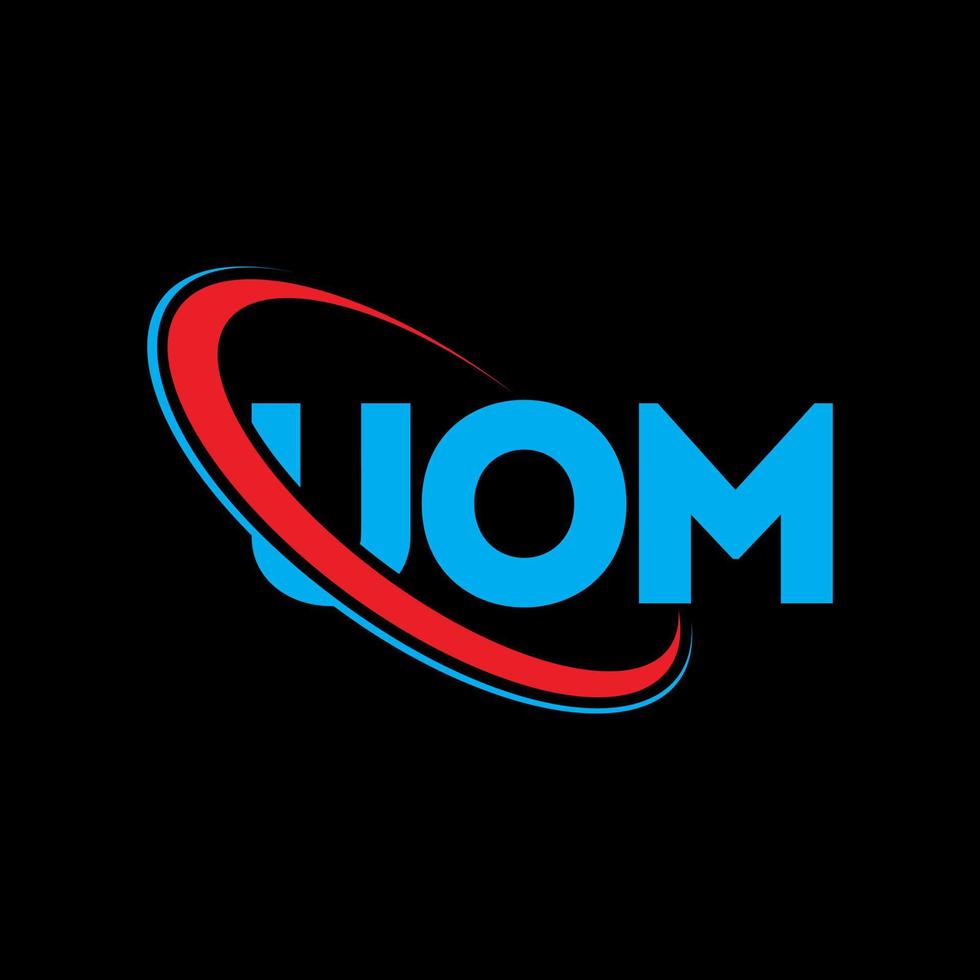 logo uom. uom lettre. création de logo de lettre uom. initiales logo uom liées avec un cercle et un logo monogramme majuscule. typographie uom pour la technologie, les affaires et la marque immobilière. vecteur