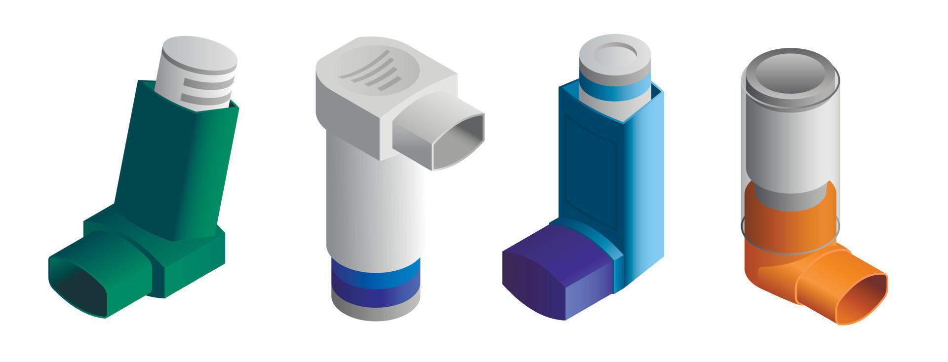 jeu d'icônes d'inhalateur, style isométrique vecteur