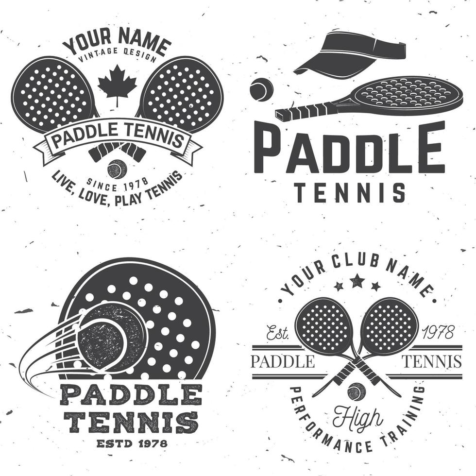 ensemble d'insigne, d'emblème ou de signe de paddle-tennis. illustration vectorielle. concept de chemise, d'impression, de timbre ou de tee-shirt. vecteur