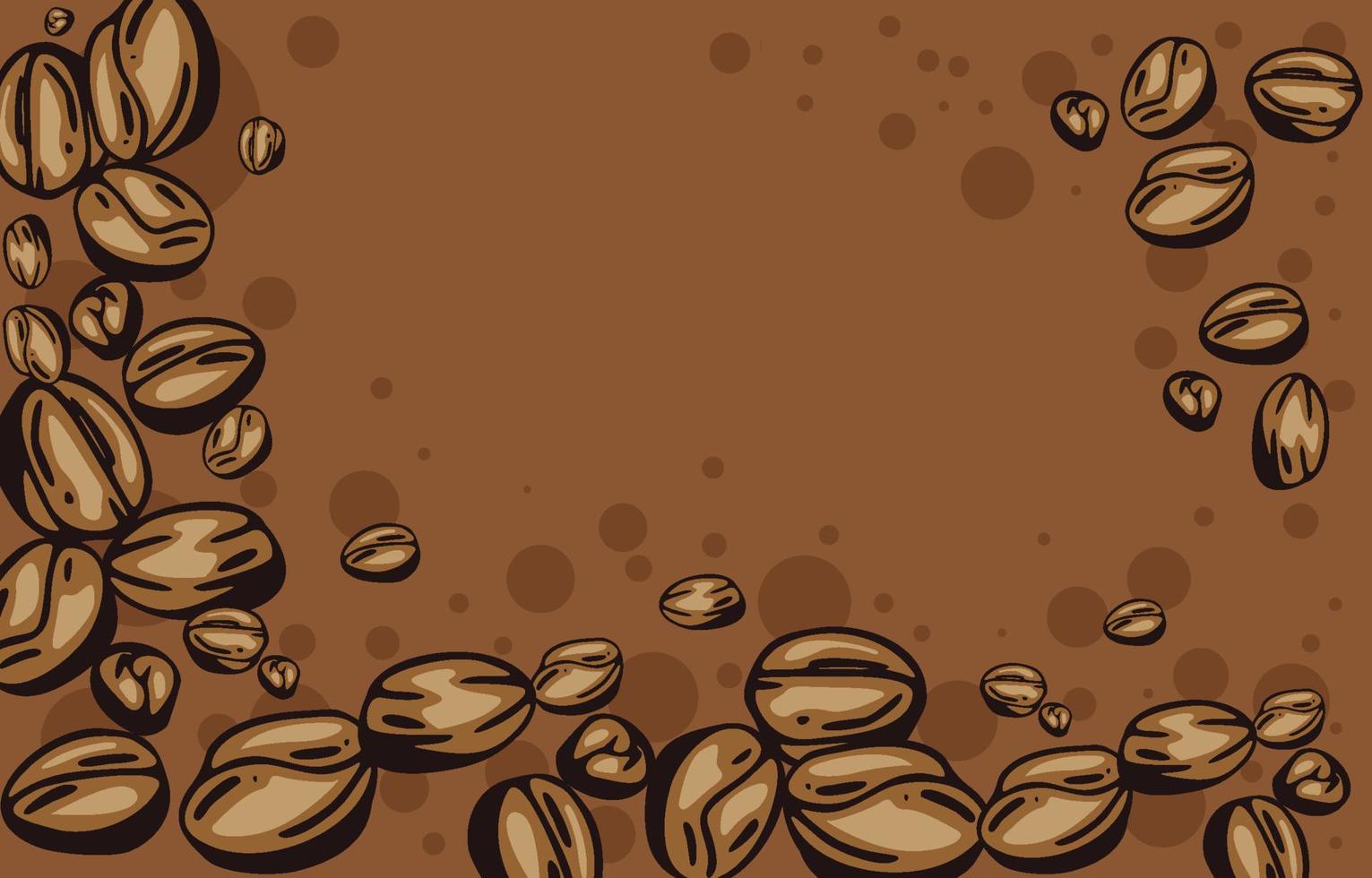 doodle dessin à la main fond de grains de café vecteur