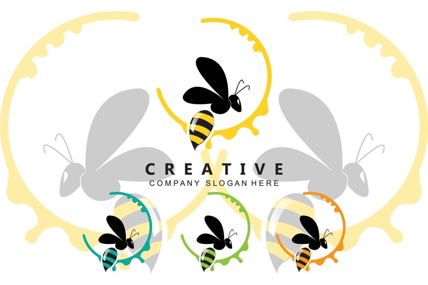logo vectoriel simple abeille jaune icône gratuite