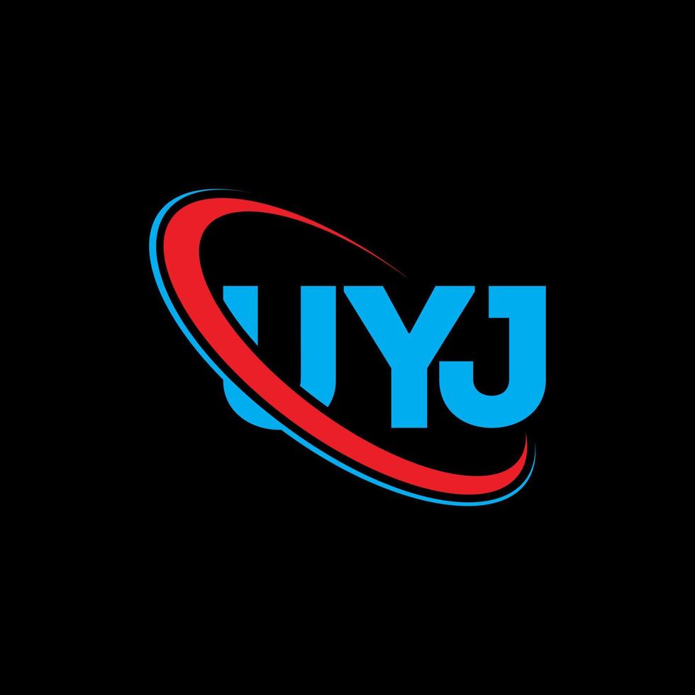 logo uyj. lettre uyj. création de logo de lettre uyj. initiales logo uyj liées avec un cercle et un logo monogramme majuscule. typographie uyj pour la technologie, les affaires et la marque immobilière. vecteur