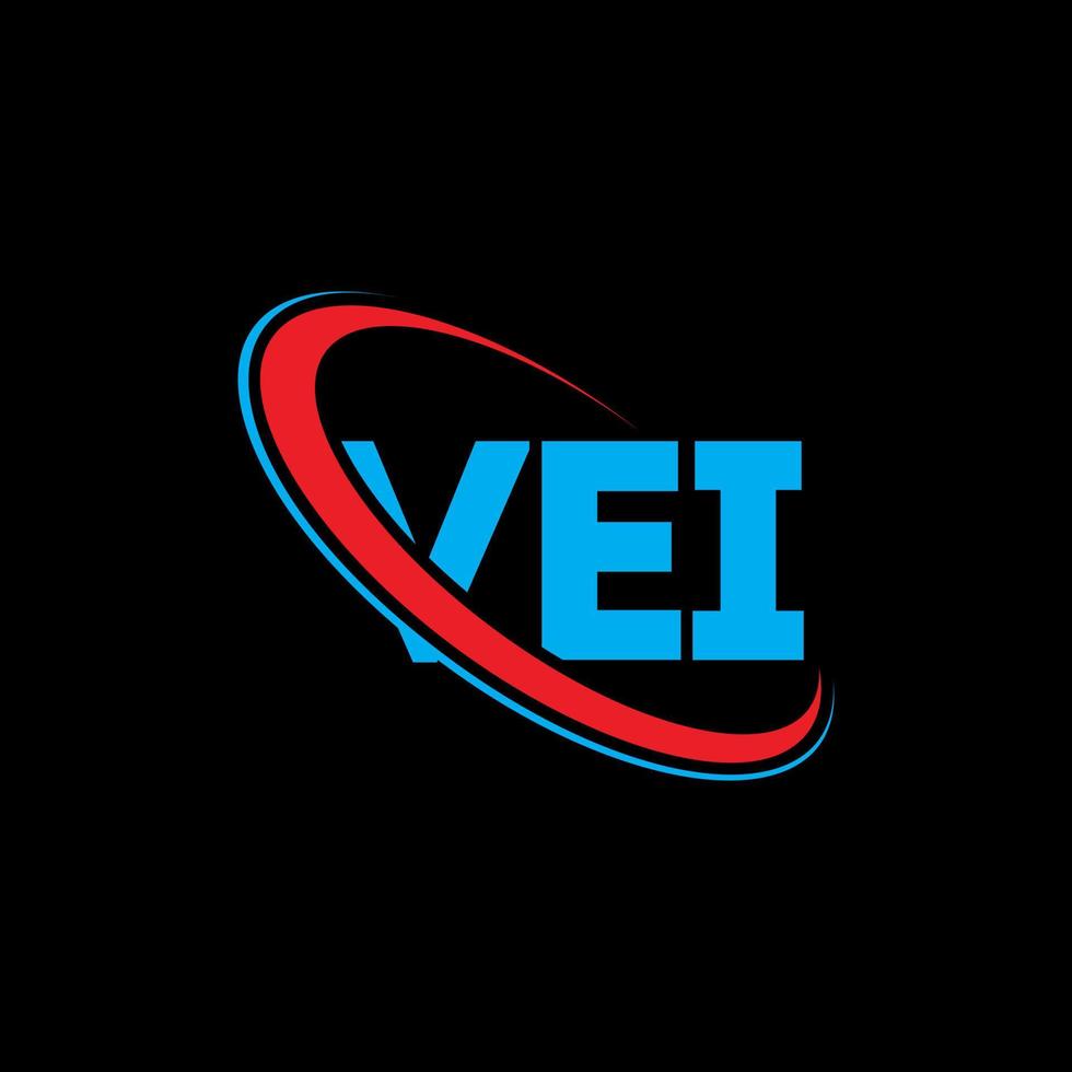 logo vei. lettre vei. création de logo de lettre vei. initiales logo vei liées avec un cercle et un logo monogramme majuscule. typographie vei pour la technologie, les affaires et la marque immobilière. vecteur