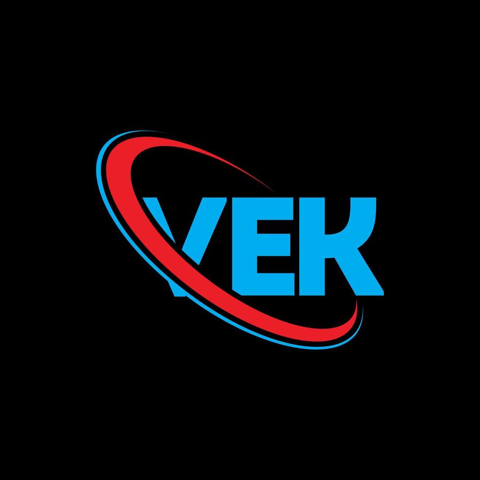 logo vék. lettre vek. création de logo de lettre vek. initiales logo vek liées avec un cercle et un logo monogramme majuscule. typographie vek pour la technologie, les affaires et la marque immobilière. vecteur